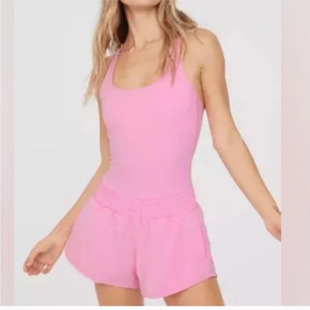 AERIE Real Me Hot Stuff Romper Pink Small